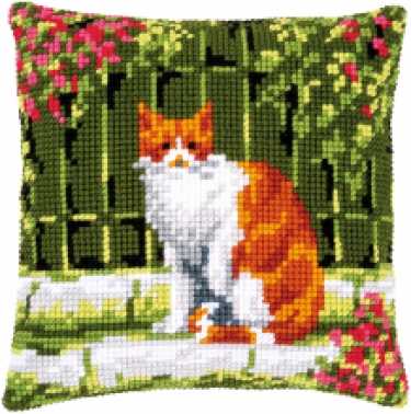 Coussin Chat entre Fleurs II