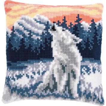 Coussin Loup en Hiver