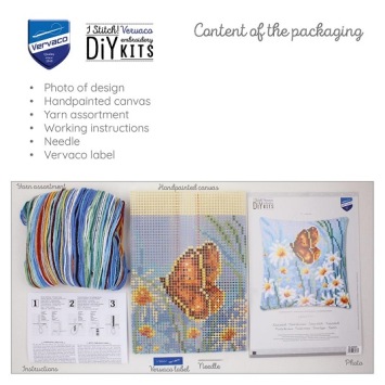 Kruissteek kussen Vlinder Tussen Bloemen