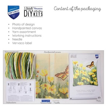 Kruissteek kussen Vlinder Tussen Bloemen