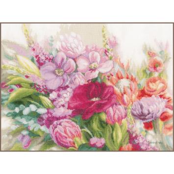 borduurpakket Lanarte telpakket kit Bright Florals PN-0205167