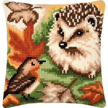 Kruissteekkussen Vervaco Egel en Roodborstje PN-0206239