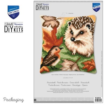 Kruissteekkussen Egel en Roodborstje