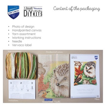 Kruissteekkussen Egel en Roodborstje