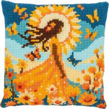 Kruissteekkussen Vervaco Meisje met de Zon PN-0212141