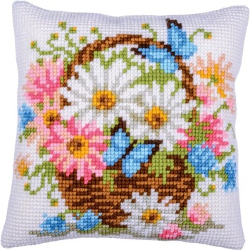 Kruissteekkussen Vervaco Mand met Bloemen PN-0214836