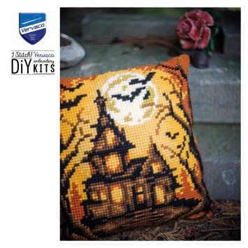 Kruissteekkussen Halloween Huis