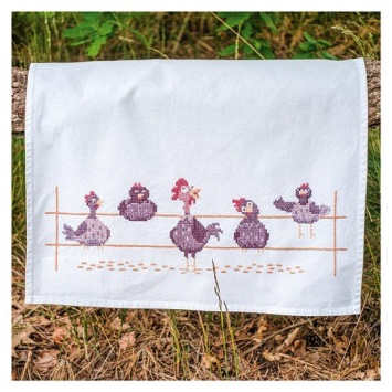 Borduurpakket Vervaco Handdoek Grappige Kippen PN-0216933