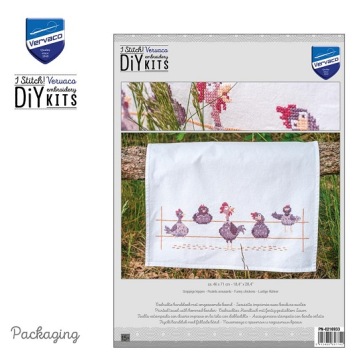 Borduurpakket Handdoek Grappige Kippen