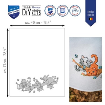 Borduurpakket Handdoek Spelende Poesjes