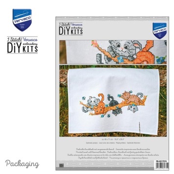 Borduurpakket Handdoek Spelende Poesjes