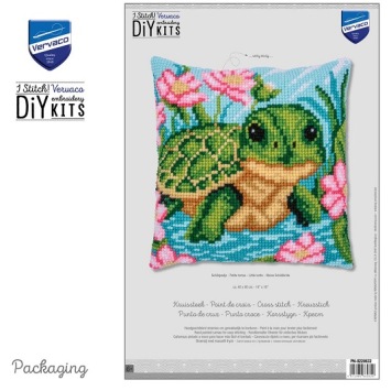 Kruissteek kussen Schildpadje