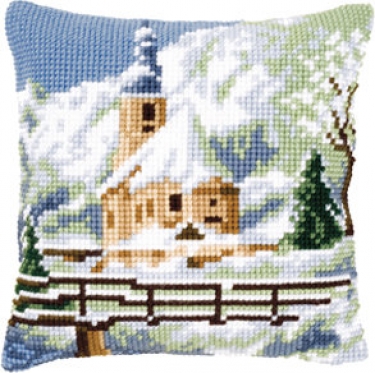 Coussin Eglise dans la Neige II