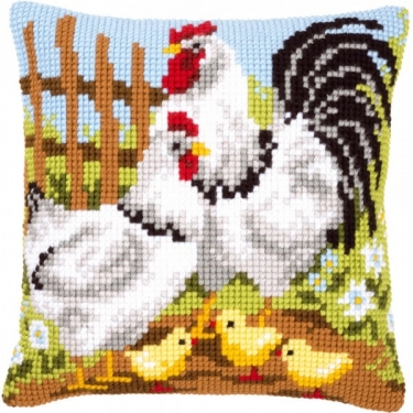 Coussin Famille de Poules