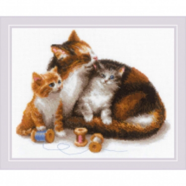 Kit de broderie Chat avec des Chatons